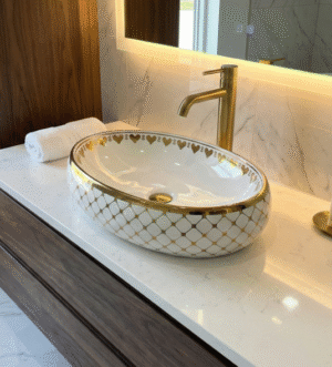 green ceramic basin, textured basin, woodgrain sink, modern bathroom bowl, designer countertop basin, nature-inspired basin, luxury vanity basin, green bathroom decor, above counter basin