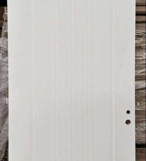White Interior Door With Vertical Line Panel – Modern Smooth Finish
