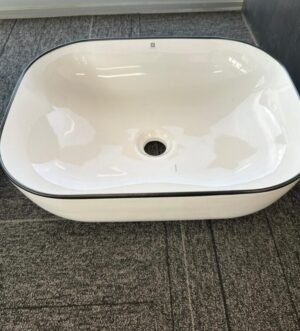 White Ceramic Vanity Basin – Modern Rectangle With Rounded Edges