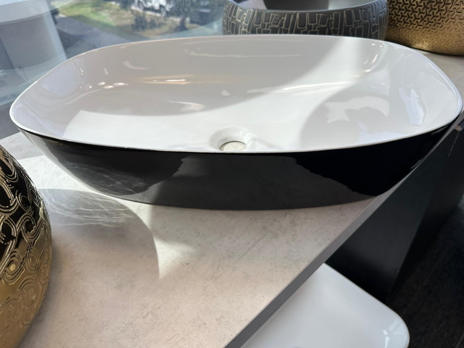 Black & White Oval Basin – Modern Two-Tone Elegance – Prime Building ...