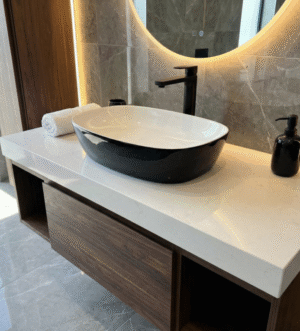 Black & White Oval Basin – Modern Two-Tone Elegance