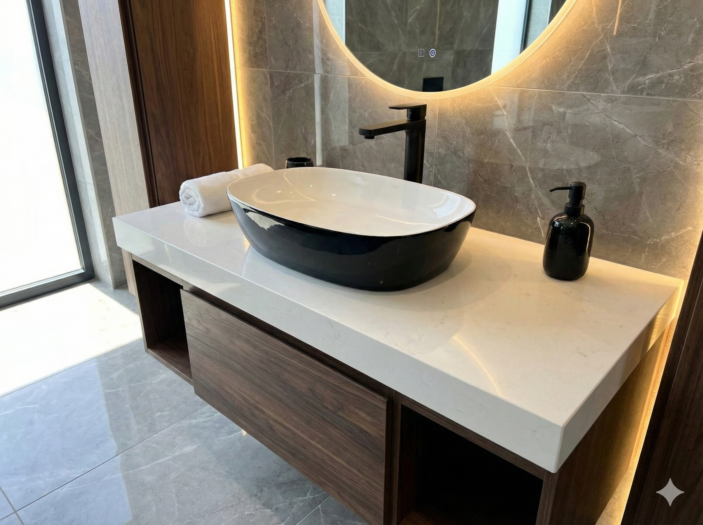 Black & White Oval Basin – Modern Two-Tone Elegance