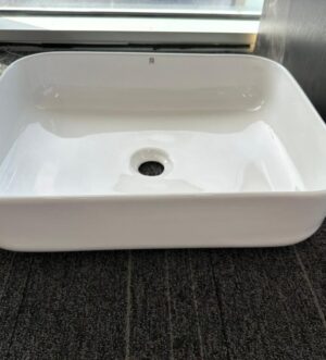 White Rectangular Countertop Basin – Modern Minimalist Design