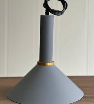 Modern Cone Pendant Light with Gold Trim – Grey or Copper