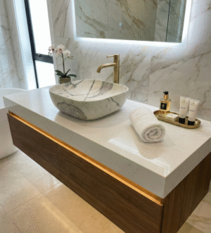 Marble-Style Square Basin – Luxury Stone Look