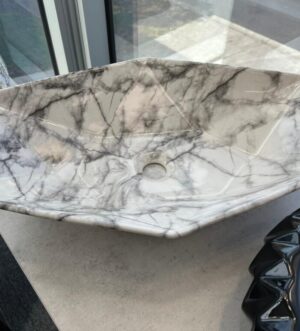 Rectangular Marble-Pattern Countertop Basin – Modern Luxury Design