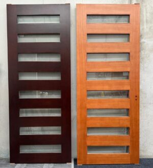 Timber Entrance Door With 6 Horizontal Glass Panels – Modern Exterior Door
