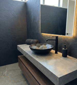 Black Matte Geometric Basin – Faceted Designer Bowl