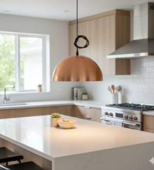 Copper Dome Pendant Light – Brushed Finish