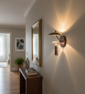 Crystal Accent Wall Light – Modern Brown & Gold Decorative Sconce