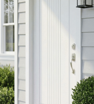 White Interior Door With Vertical Line Panel – Modern Smooth Finish