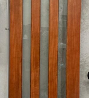 Timber Entrance Door With Triple Frosted Glass Panels – Modern Exterior Door
